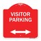 Signmission Reserved Parking Visitor Parking Arrow Pointing Left and Right, Red & White, A-DES-RW-1818-23025 A-DES-RW-1818-23025 - alternate 1